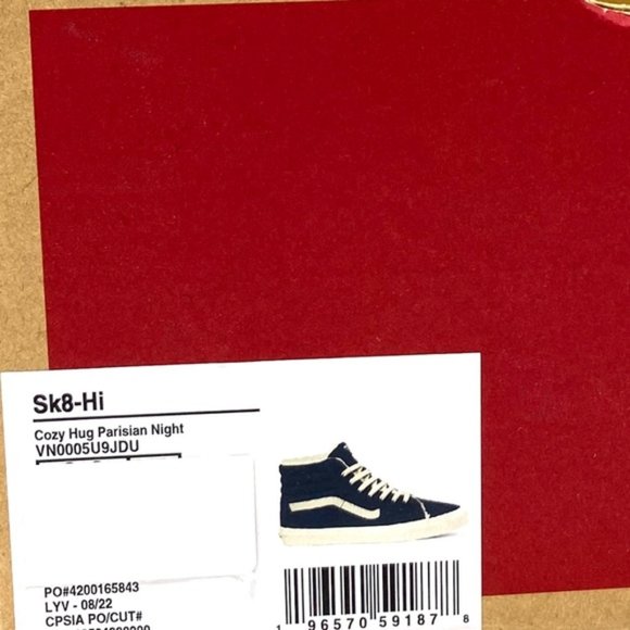 VANS Sk8-Hi Cozy Hug Skate Shoes Suede Faux Fur Navi Men’s Casual VN0005U9JDU - Picture 10 of 10